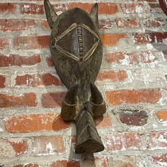 Primitive Wall Hanging, Boar, Wood, Hand Carved.