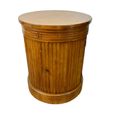 End Table Cabinet, Round Drum Style with Fluted Base