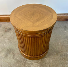 End Table Cabinet, Round Drum Style with Fluted Base