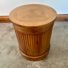 End Table Cabinet, Round Drum Style with Fluted Base