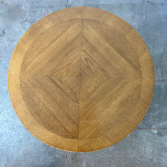 End Table Cabinet, Round Drum Style with Fluted Base