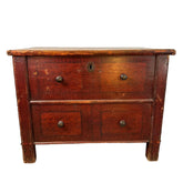 Vintage Wood Trunk, Chest with Faux Front Drawers Lift Top Storage