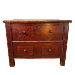 Vintage Wood Trunk, Chest with Faux Front Drawers Lift Top Storage