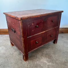 Vintage Wood Trunk, Chest with Faux Front Drawers Lift Top Storage