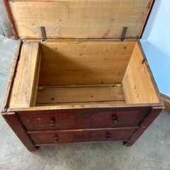 Vintage Wood Trunk, Chest with Faux Front Drawers Lift Top Storage
