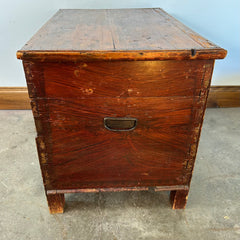 Vintage Wood Trunk, Chest with Faux Front Drawers Lift Top Storage