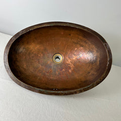 Hand Hammered Oval Copper Sink, Drop in or Undermount