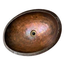 Hand Hammered Oval Copper Sink, Drop in or Undermount