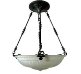 Rejuvenation Frosted Glass Bowl Fixture, Pewter Finish