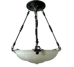 Rejuvenation Frosted Glass Bowl Fixture, Pewter Finish