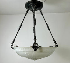 Rejuvenation Frosted Glass Bowl Fixture, Pewter Finish