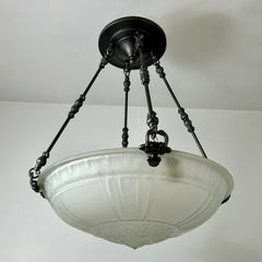 Rejuvenation Frosted Glass Bowl Fixture, Pewter Finish