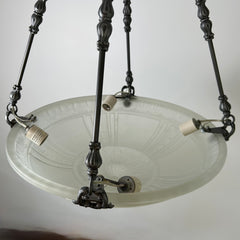 Rejuvenation Frosted Glass Bowl Fixture, Pewter Finish