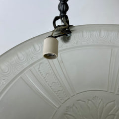 Rejuvenation Frosted Glass Bowl Fixture, Pewter Finish