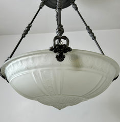 Rejuvenation Frosted Glass Bowl Fixture, Pewter Finish