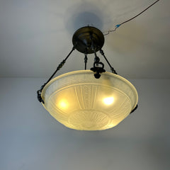 Rejuvenation Frosted Glass Bowl Fixture, Pewter Finish