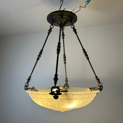 Rejuvenation Frosted Glass Bowl Fixture, Pewter Finish