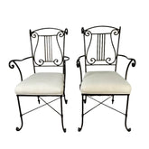 Lyre Back Armchair, Steel Frame, White Canvas Seat Cushion
