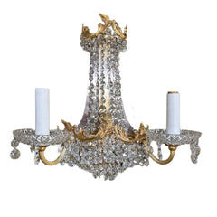 Crystal, Gold Plated Wall Sconces, Two Candle