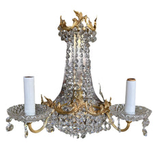 Crystal, Gold Plated Wall Sconces, Two Candle