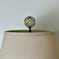 Pair of Vintage Blanc de Chine Porcelain Table Lamps with Beige Linen Shades, sku: 032634