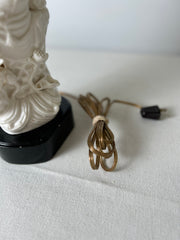 Pair of Vintage Blanc de Chine Porcelain Table Lamps with Beige Linen Shades, sku: 032634