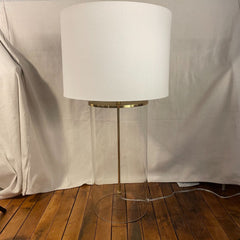 Glass Cylinder Lamp with Brass Trim, Barrel Shade