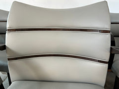 Constantini Pietro Italian Grey Leather High Lacquer Finish Dining Chairs, Set of 8