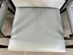 Constantini Pietro Italian Grey Leather High Lacquer Finish Dining Chairs, Set of 8