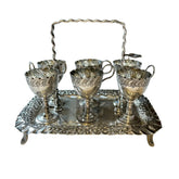 Antique Victorian Silver Plate Six Egg Cup Stand