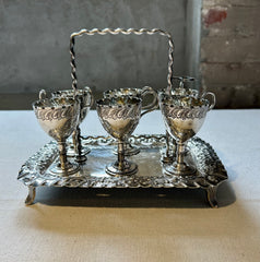 Antique Victorian Silver Plate Six Egg Cup Stand