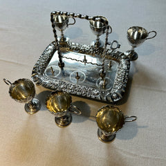 Antique Victorian Silver Plate Six Egg Cup Stand