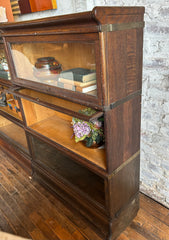 Antique "Macey" Barrister Oak Bookcase with Retractable Glass Doors