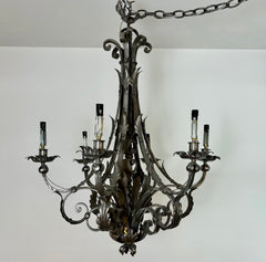 Chandelier, Gun Metal Finish, Ornate, Six-Arm