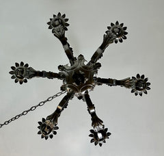 Chandelier, Gun Metal Finish, Ornate, Six-Arm