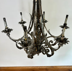 Chandelier, Gun Metal Finish, Ornate, Six-Arm