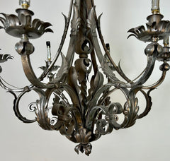 Chandelier, Gun Metal Finish, Ornate, Six-Arm