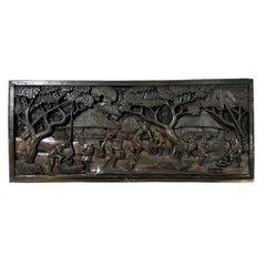 Island Scene, Hand Carved Wood Wall Hanging, Horizontal, sku: 032674