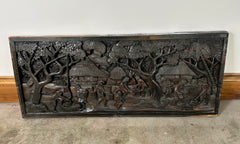 Island Scene, Hand Carved Wood Wall Hanging, Horizontal, sku: 032674