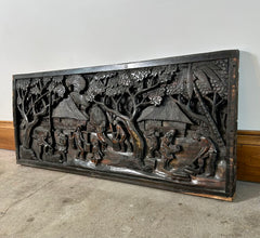 Island Scene, Hand Carved Wood Wall Hanging, Horizontal, sku: 032674