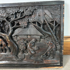 Island Scene, Hand Carved Wood Wall Hanging, Horizontal, sku: 032674