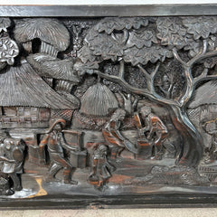 Island Scene, Hand Carved Wood Wall Hanging, Horizontal, sku: 032674