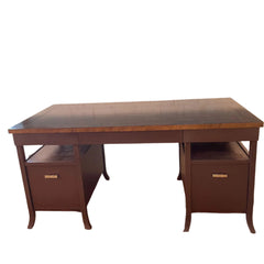 Desk with 2 Deep Drawers, open storage, sm center drawer