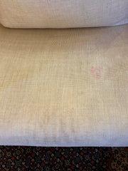 Anthwerpen Luca Arm Chair in Two Tone Ivory Linen Upholstery, Back Cushion