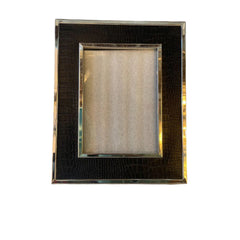 Torre & Tagus Small Picture Frame, Black Faux Gator