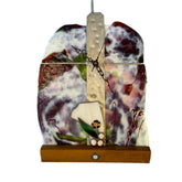 Table Clock, Stained Glass in Red, White, Green, Black, Pink