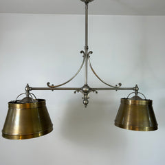 BZ Visual Comfort Double metal Shade Fixture Silver & Brass
