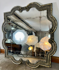 Uttermost, Large Antiqued Silver Mirror, Scalloped Frame Style, Sku: 032729