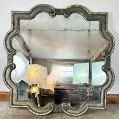 Uttermost, Large Antiqued Silver Mirror, Scalloped Frame Style, Sku: 032729