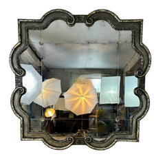 Uttermost, Large Antiqued Silver Mirror, Scalloped Frame Style, Sku: 032729